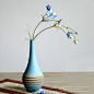 花瓶摆件 现代简约家居饰品 碧空陶瓷花瓶创意磨砂天蓝色小花瓶-淘宝网