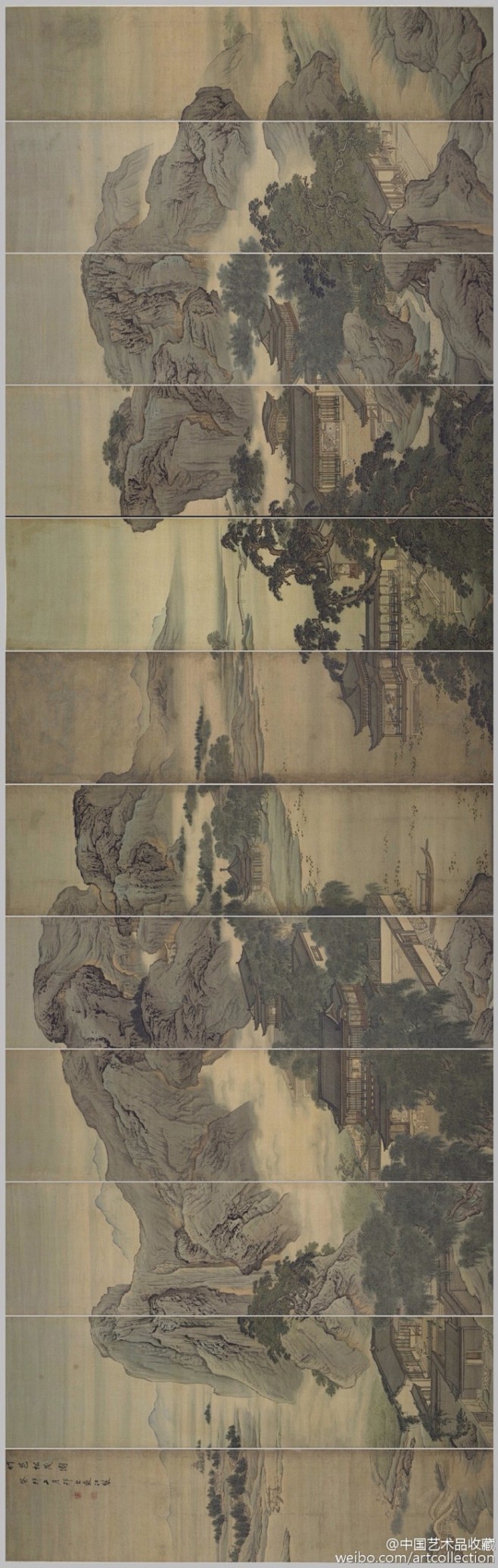 【 清 袁江 《竹苞松茂图》】十二通景屏...