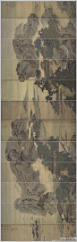 【 清 袁江 《竹苞松茂图》】十二通景屏，绢本设色，231.5×67cm×12，1723年作，北京故宫博物院藏。此幅描绘作者理想中的仙山、楼阁、屋宇为苍松茂竹所环抱，将雄伟壮阔的青绿山水与富丽堂皇的楼阁建筑恰到好地融为一，既精细入微，又大气磅礡，极大地提高了传统界画的表现能力和艺术感染力。