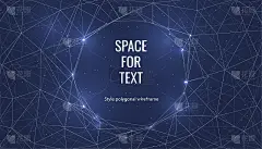 魔术夜空横幅邀请卡。文本或照片的框架模板与几何线框背景在多边形风格。未来主义的小册子空间