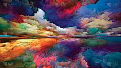 彩色的维斯塔。《逃离现实》系列。超现实日落、日出、色彩和纹理在风景画、想象、创意和艺术中的相互作用