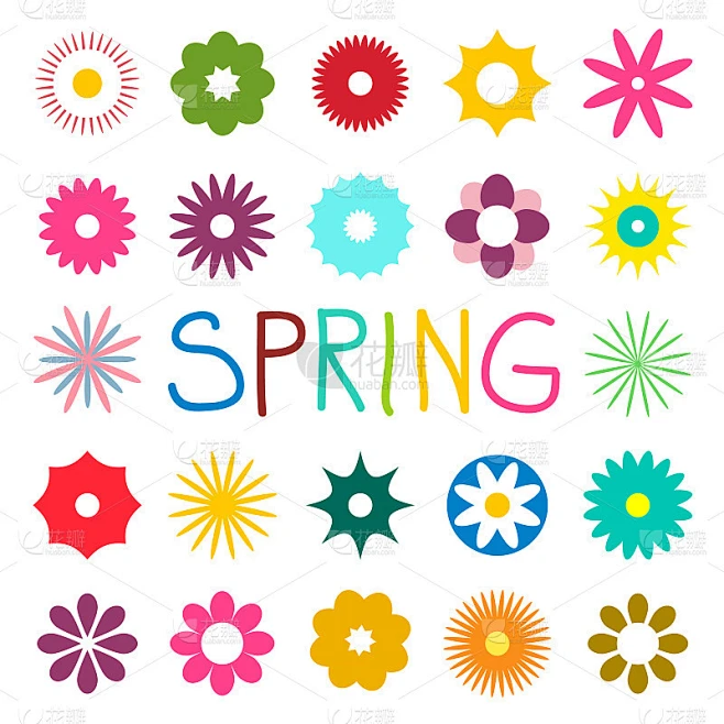 Colorful Spring Vector Flat Flowers图片_其他图片图片素材-花瓣网