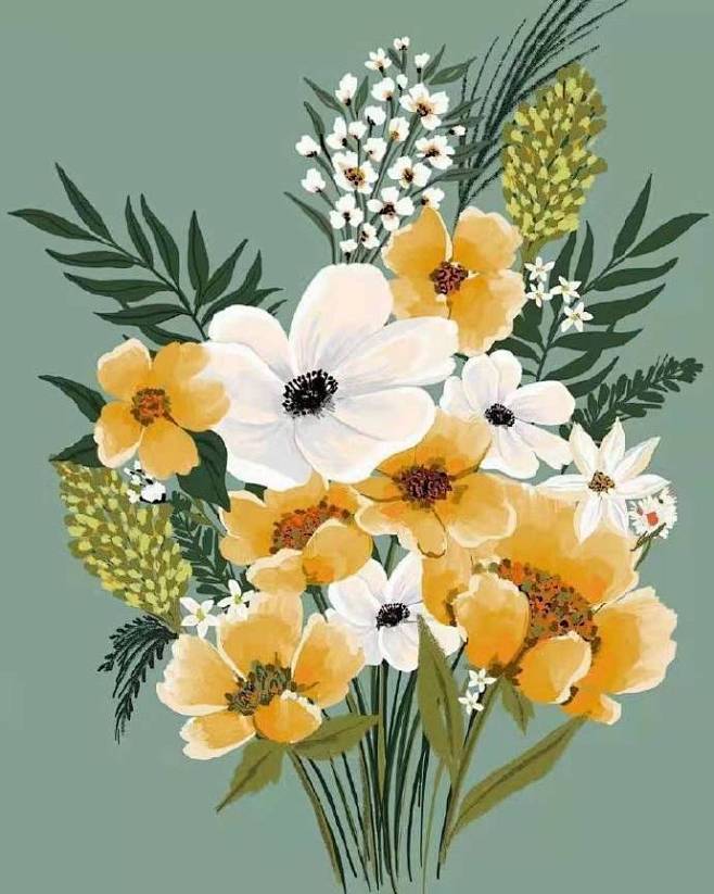 分享一组花主题插画设计，来自olivia...