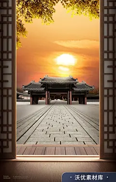 古典建筑中式城市古楼名胜旅游房地产亭子海报PSD分层设计素材497-淘宝网