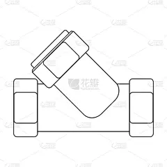 三通管道配件图标在轮廓风格孤立在白色背景。水过滤系统符号股票矢量图。