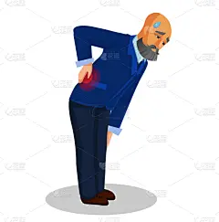 老年男人,背痛,绘画插图,痛苦,平坦的,健康保健,贺卡,背景分离,药,灰色