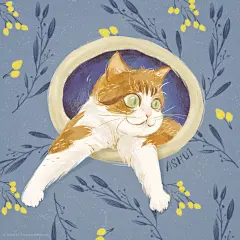 a fat cat.-啊睡Ashui.zZ_板绘,猫,涂鸦,插画,儿童插画_涂鸦王国插画