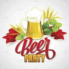 啤酒节背景与啤酒。海报模板。矢量图
