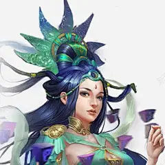 蓝发美女古风手绘海报背景 平面电商 创意素材