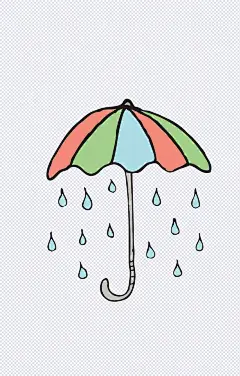 花伞下雨|下大雨,下暴雨,大雨倾盆,下雨天气,下雨,花伞,卡通元素,手绘/卡通