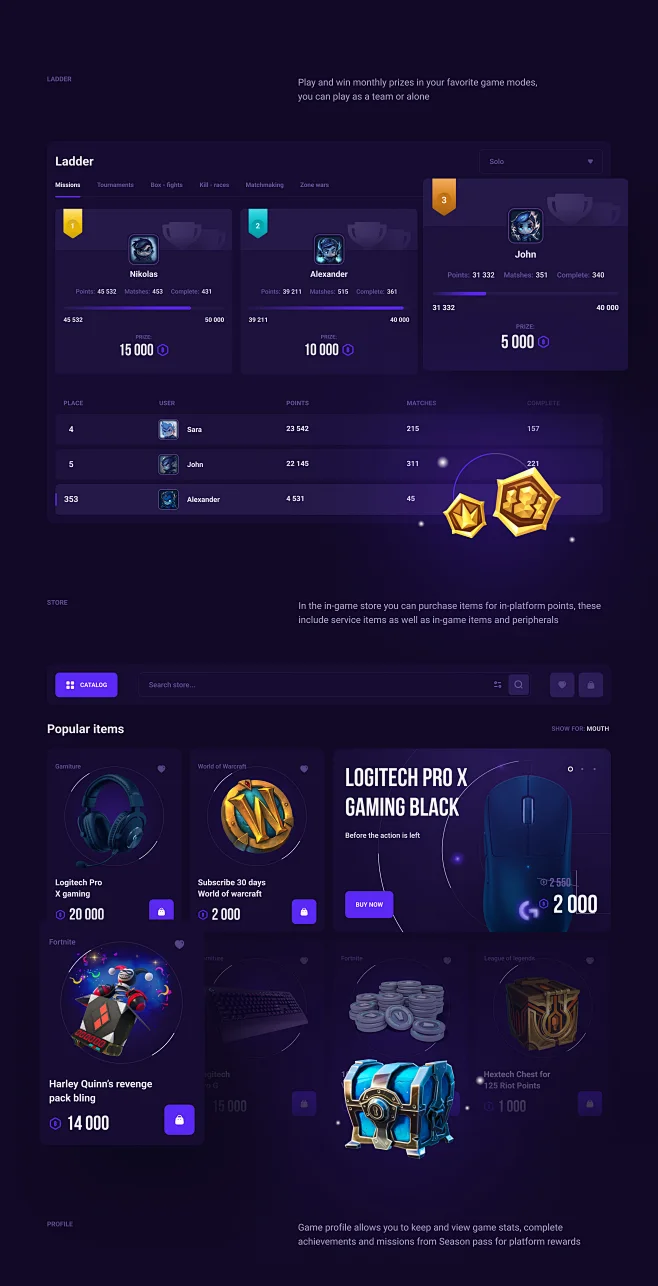 Interface UI/UX Mobile app game esports Gaming Logo Design brand ...