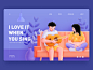 I love it when you sing play the guitar friend song valentines day listen sing lover lovers love sofa guitar girl boy illustration