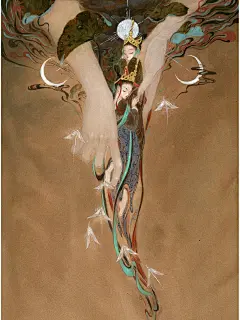 搬运｜古风人物｜插画分享 : 蜉蝣羽衣，朝生暮死。 作者：猫君大白