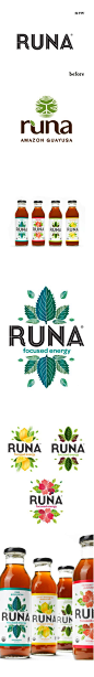 Guayusa是南美洲厄瓜多尔当地亚马逊雨林中的一种植物树叶，这种树叶茶在土著部落中沿用早已成为一种传统习惯。Runa公司正是采用这种亚马逊树叶来制作提神的能量饮料，纽约Mucca团队借助这种茶饮料的醒提神保健作用，设计了该套可以体现茶的有机纯天然特性的品牌形象与包装，传达了一种健康的消费理念。.jpg