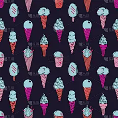 冰淇淋图案黑蓝色