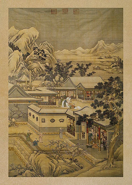 古画《弘历上元行乐图轴》郎世宁 清朝-花瓣网