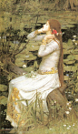 约翰·威廉姆·沃特豪斯油画 : 约翰·威廉姆·沃特豪斯（John William Waterhouse 1849年4月6日—1917年2月10日）英国新古典主义与拉斐尔前派画家，皇家美术学院会员。以其用鲜明色彩和神秘的画风描绘古典神话与传说中的女性人物而闻名于世。 ...