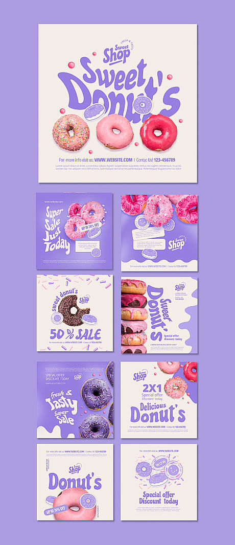 甜甜圈烘焙美食店促销海报-源文件