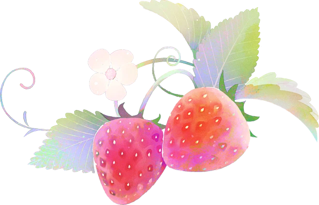 梦幻风格水彩插画贴纸-草莓