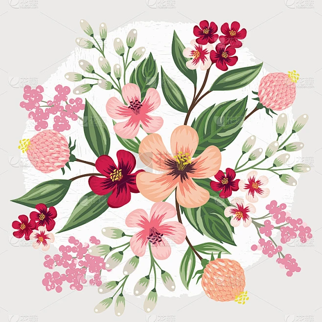 Vector illustration of a beautiful floral bouquet 素材-花瓣网