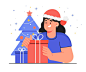 Woman getting a christmas gift Free Vector