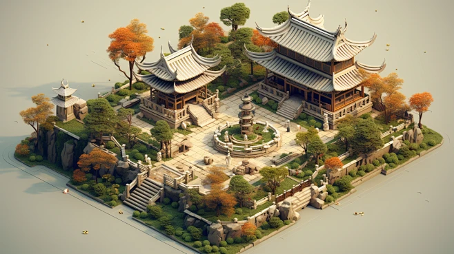 AI古风庭院设定素材 园林花园场景造型设计 背景图片游戏美术资源-淘宝网-花瓣网