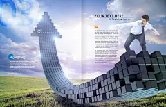 上升几何立体箭头商务男士科技合成海报上升|立体|箭头|商务男士|科技