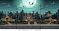 Houses Decorated For Halloween Home Buildings Front View With Different Pumpkins, Bats Holiday Celebration Concept Flat Vector Illustration