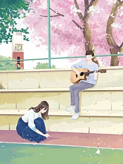 校园情侣系列_池袋西瓜__插画师作品_涂鸦王国gracg.com