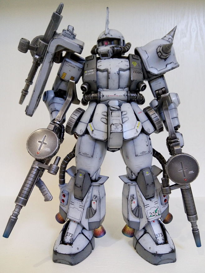 MG 扎古MS-06R-1A 白狼，小改，旧化。_看图_高达模型吧_百度贴吧