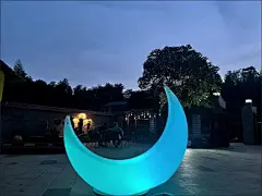 led网红打卡月球灯户外发光月亮灯景观庭院民宿装饰灯弯月座椅-淘宝网