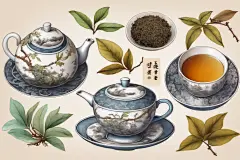 清新手绘清雅的茶叶图片插画