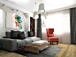 80平米三房简单客厅简约装饰画装修#沙发椅子#
