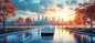 kimberly_gk680_A_white_car_driving_on_the_highway_in_a_cartoon__3