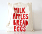 HandPrinted Cotton Fabric Tote Bag Grocery by TheFoxintheAttic: 