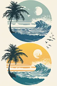 夏季元素手绘风格