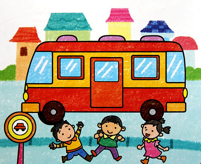 儿童画公共汽车_六一儿童网