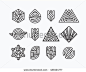 Package of abstract vector geometric symbols, line logotypes and design elements. 