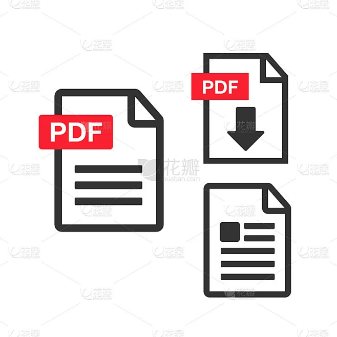 PDF文件下载图标。文档文本、符号web格式信息素材-花瓣网