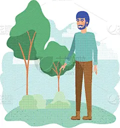 男人,地形,性格,头像,可爱的,环境,公园,草,春天,站