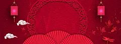 红色喜庆全家墙相册版面新年春节日PSD海报影楼后期背景PS素材