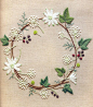 ♒ Enchanting Embroidery ♒ embroidered flower wreath - Kazuko Aoki