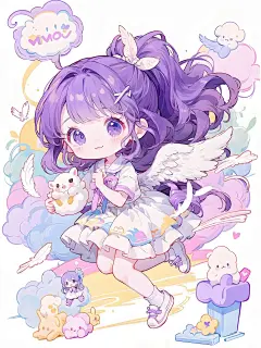 Q萌小天使丨紫色系女生头像壁纸