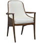 Palecek Woodland Veneer Back Dining Chair : Palecek's Woodland dining chair reinvents retro style for today's chic interiors. Angled arms and legs uphold a gracefully curved seat and back, a honey brown finish boldly contrasting the creamy white upholster