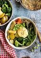 Spring Buddha Bowls with Creamy Turmeric Dressing