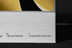 黑金质感信封贺卡邀请函请柬文具设计作品贴图ps样机素材展示效果下载_颜格视觉