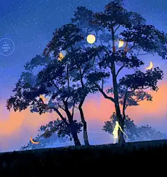 【美图】唯美治愈二次元光影手绘插画壁纸