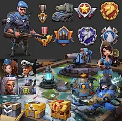 p04 战争题材手游素材icon场景ui素材参考 战争游戏立绘插画参考-淘宝网