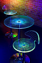 LED Acrylic laser-etched table & bar stools | www.peregrineplsatics.com: 