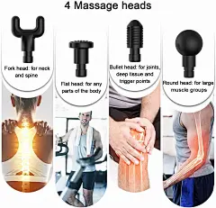 Amazon.com: Rhinowalk Massage Gun - Handheld Percussion Deep Tissue Massager for Sore Muscle and Stiffness - Quiet, 6 Speed High-Intensity Vibration - Quick Rechargeable Device - Includes 4 Massage Heads (Silver): Health &amp; Personal Care